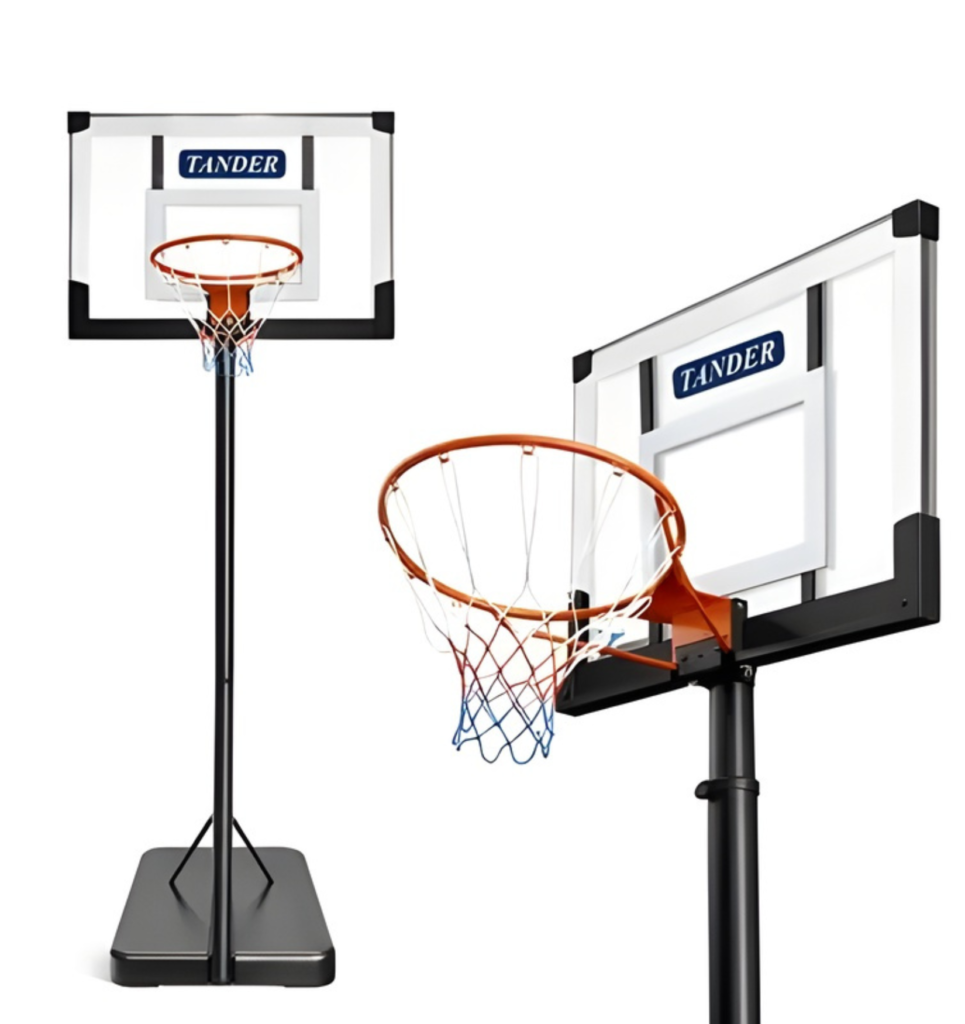 Tabela de Basquete Profissional Tander - Ajustável 2,30m-3,05m - Base Portátil - Aro Reforçado