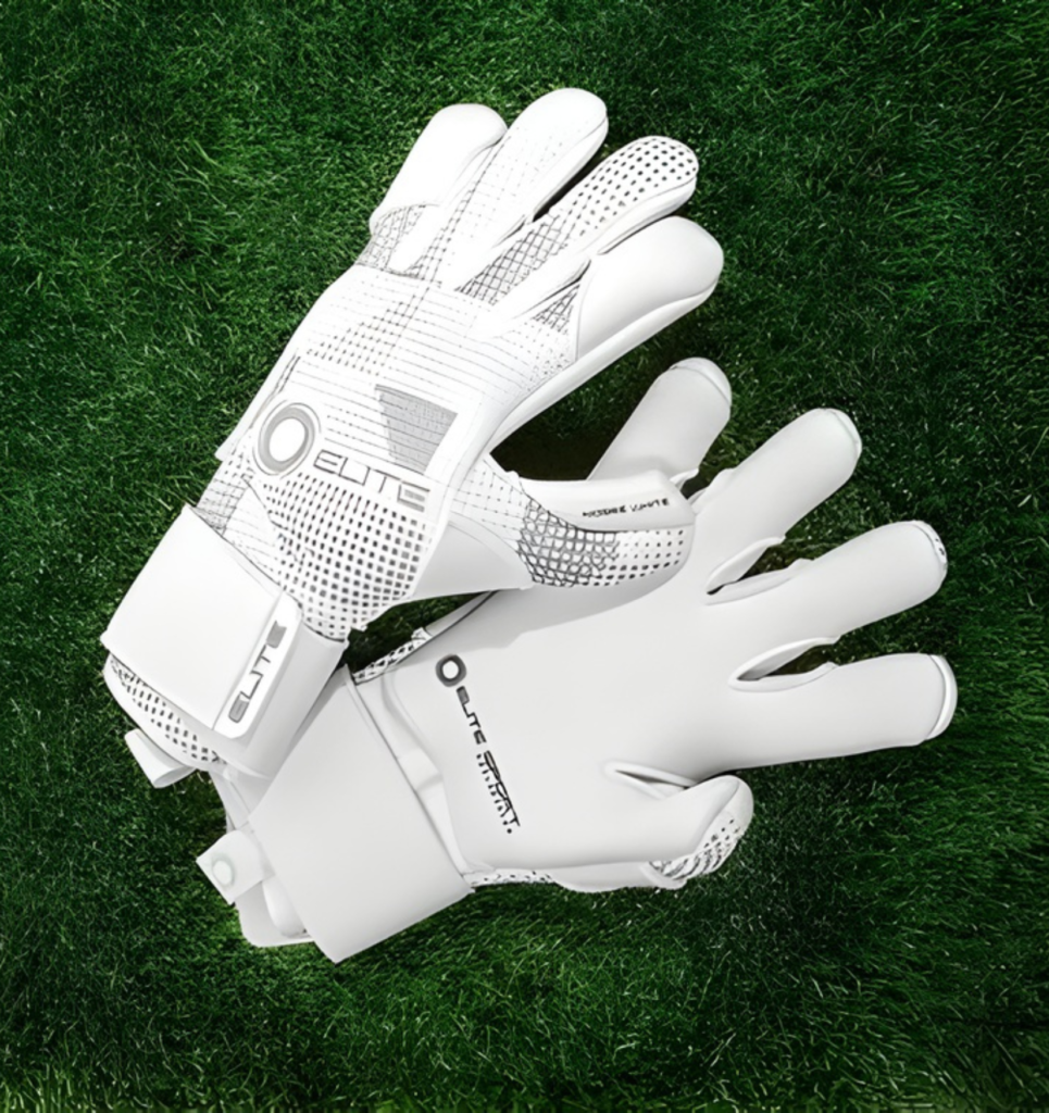 Luvas de Goleiro Elite Profissional - Palma Látex 4mm - Proteção Dedos - Branca