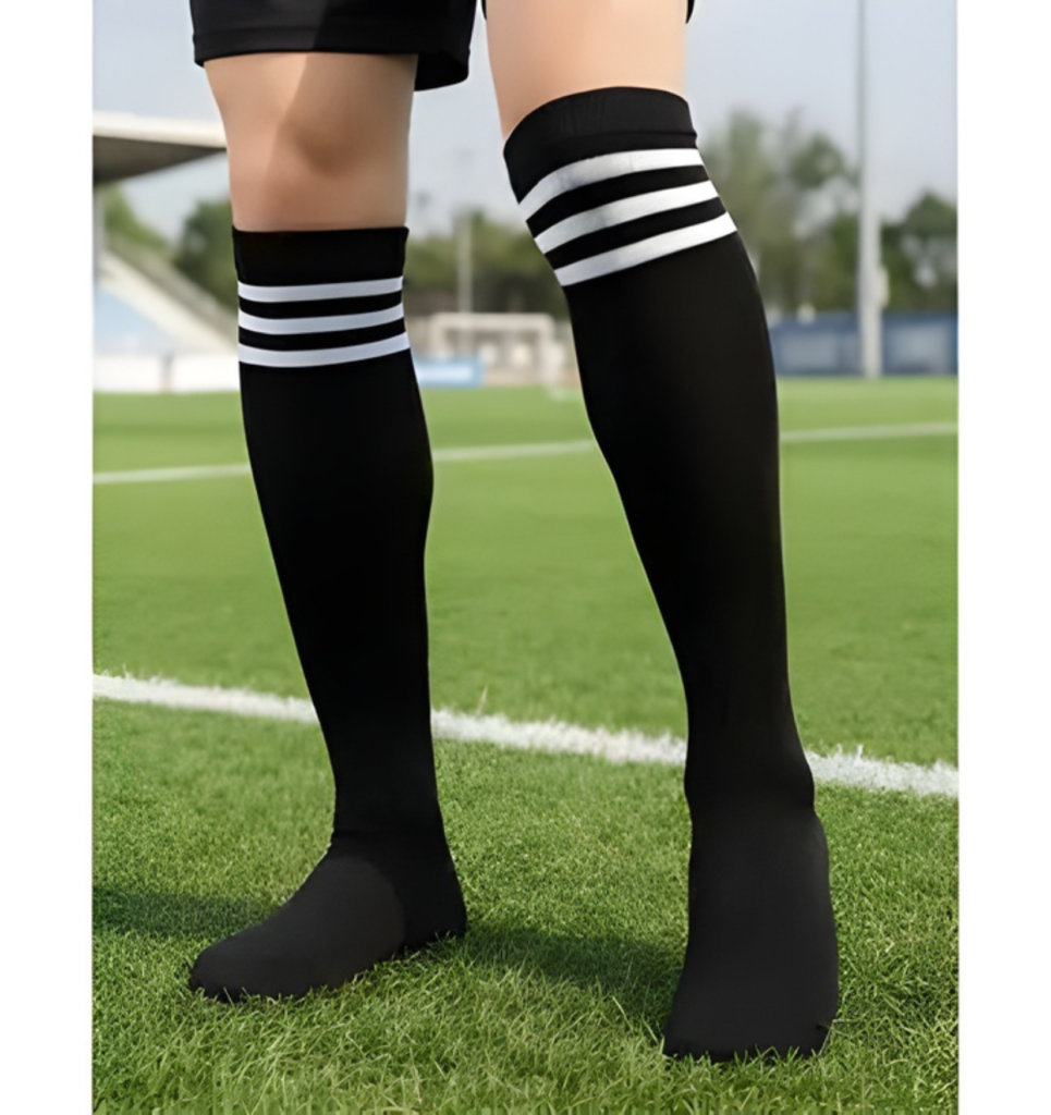 Meião de Futebol Profissional - 3 Listras - Preto/Branco - Unissex